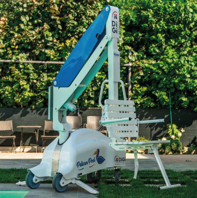 PELICANPOOL - Electric mobile pool lift with motorized pivoting arm for transport and access of disabled people
Max load: 140 kg  